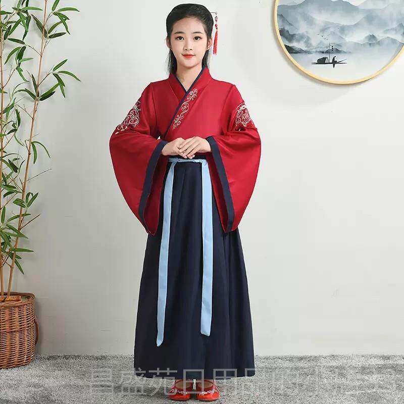 高档儿童汉服女童古装童男童汉服国书弟服子规表演装六一儿童演出