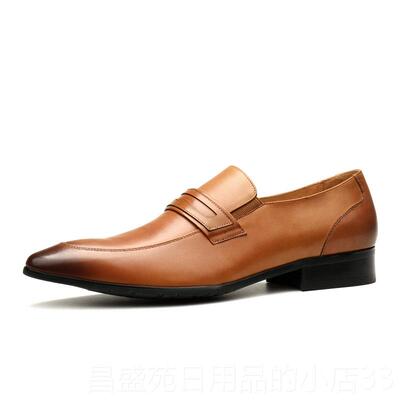 高档秋季新子款真皮皮男士商务男鞋伦尖头鞋套脚英潮流鞋一脚蹬男