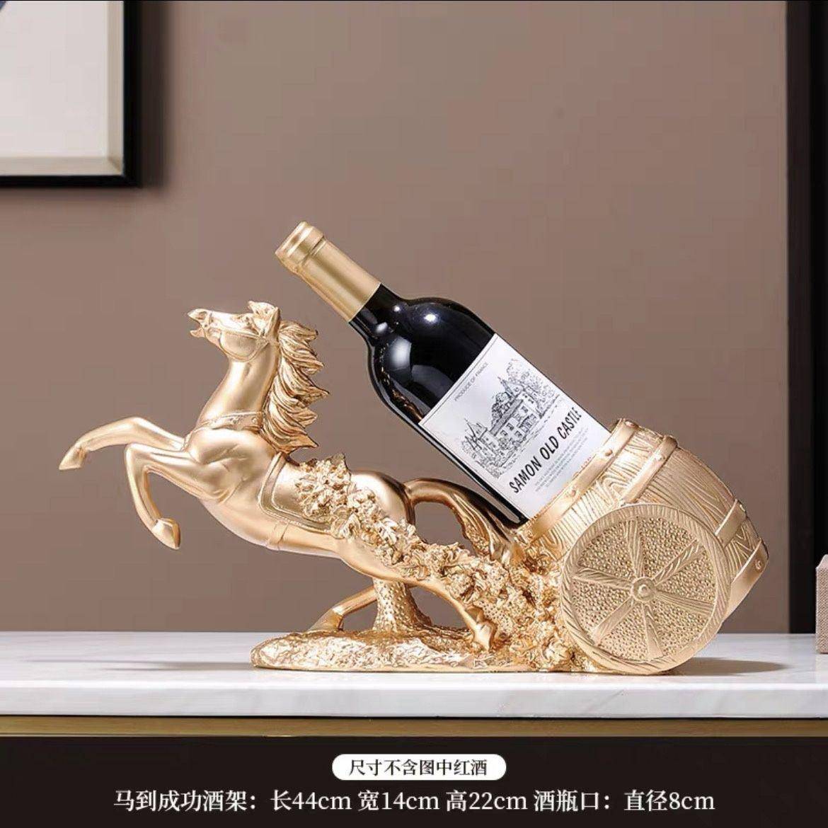 欧式马到成功马拉车鹿拉车红酒酒架家居高档酒柜装饰品工艺品