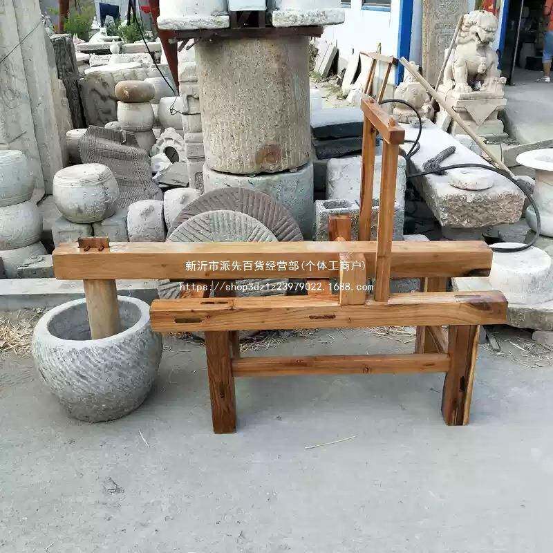 捶打糍粑石窝手工糍粑机糯米饭木架打石臼锤打踩糍粑脚工具机打