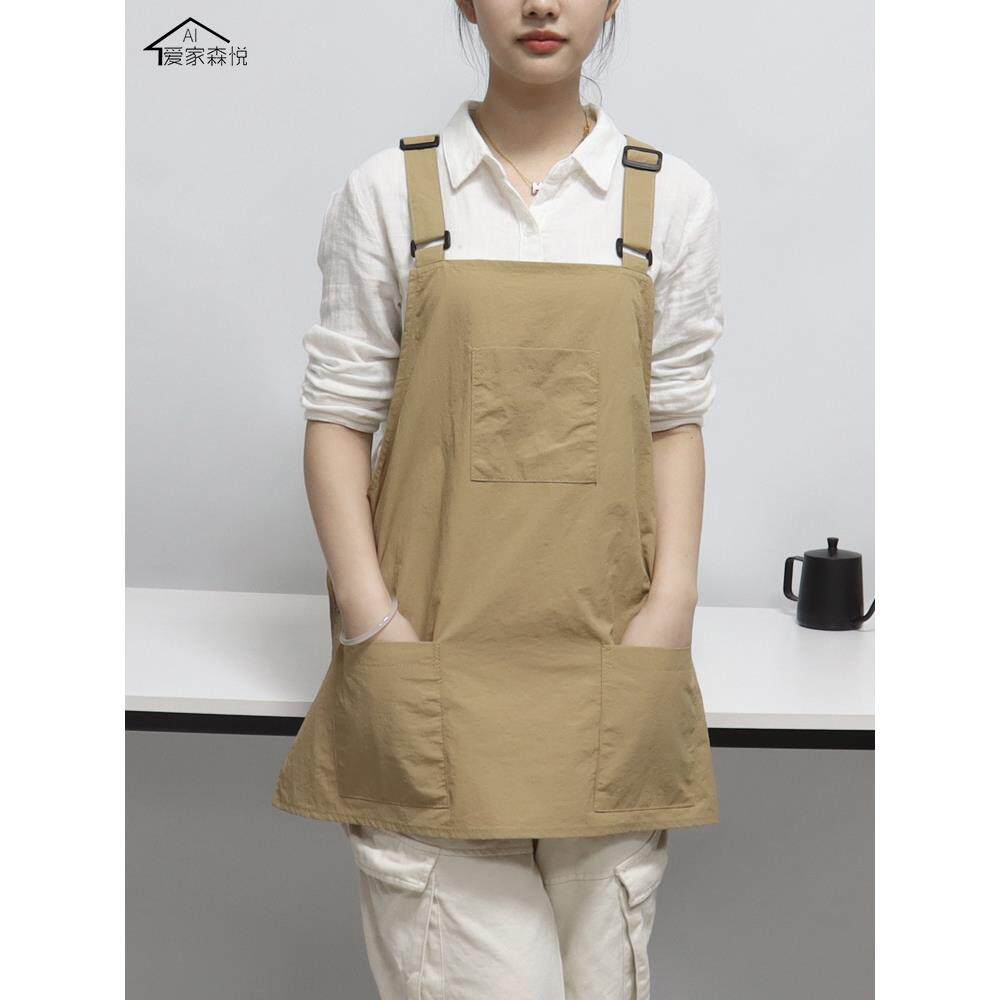 围裙夏季薄款餐饮工作服logo印字韩版女时尚厨房家用透气无袖围裙