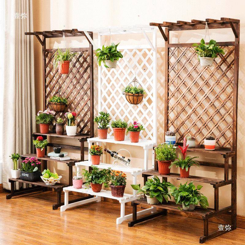 防腐木阳台花架家用多层实木隔断户外植物架庭院室内盆栽花盆架子