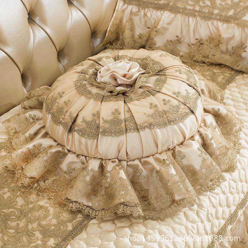 欧式沙发抱枕床上靠垫复古风慕妮欧式宫廷风圆枕别墅抱枕靠枕