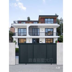 别墅庭院大门自建房铝合金围墙电动推拉平移门户外悬浮折叠门