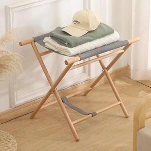 实木可折叠行李架家用宾馆民宿衣服行李箱置物架宿舍双层收纳架