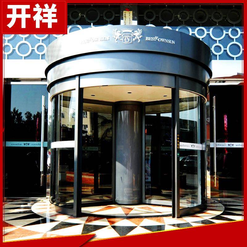 环柱旋转感应门酒店自动玻璃三翼环柱旋转门柱形旋转门