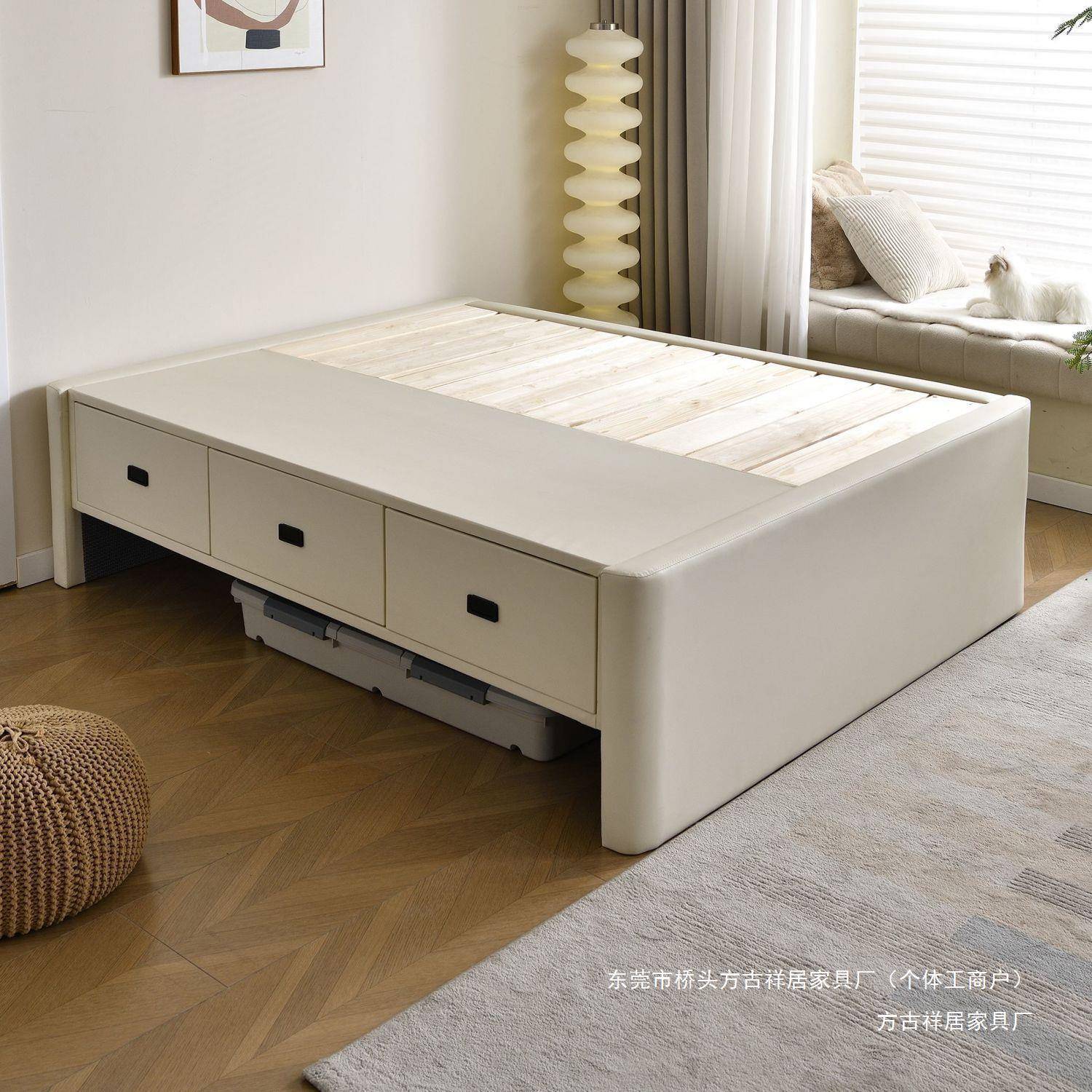 榻榻米床架子排骨架床柜一体多功能尺寸抽屉储物无床头小户型实木