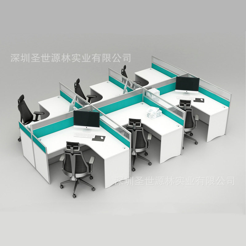 圣世源林高端屏风卡位办公桌L型开放式职员办公桌安全环保电脑桌