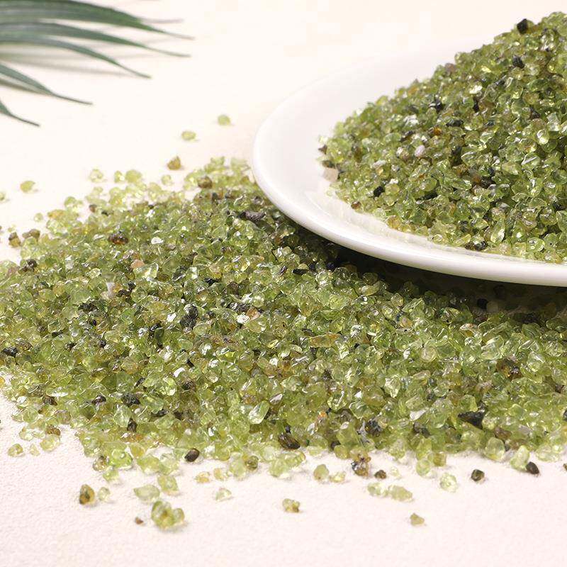 天然橄榄石水晶碎石小颗粒鱼缸装饰碎石水晶消磁石水晶小颗粒原石