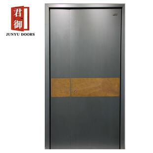 精雕铸铝板防盗入户大门无边小卡边隐藏合页嵌入式指纹锁岩板拉手