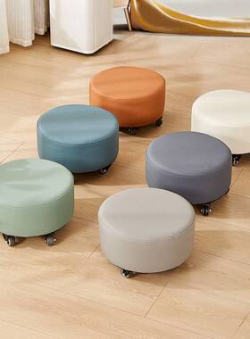 家用滑轮矮凳美缝儿童36751学凳步圆移动轮带娃鞋凳换子懒工客厅