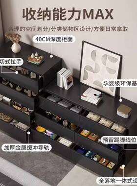 美式斗抽屉柜柜落地卧室床物置柜黑色家用尾客厅IAN立柜收纳柜五