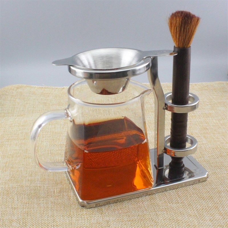 松思泰不锈钢茶架懒人易泡托支架玻璃公道杯过虑网茶漏笔茶具零配