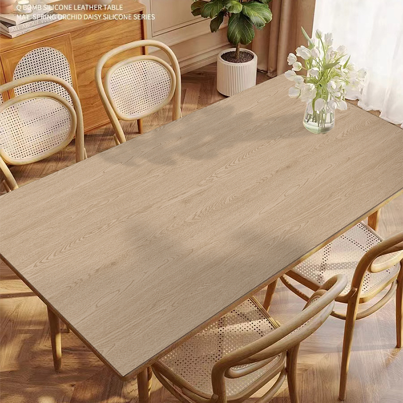 仿实木纹桌布免洗防油防水原木色桌垫中式茶几茶桌垫布防烫耐高温