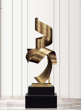 现代大型抽象金属摆件酒店大堂雕塑艺术品玄关过道客厅落地装饰品