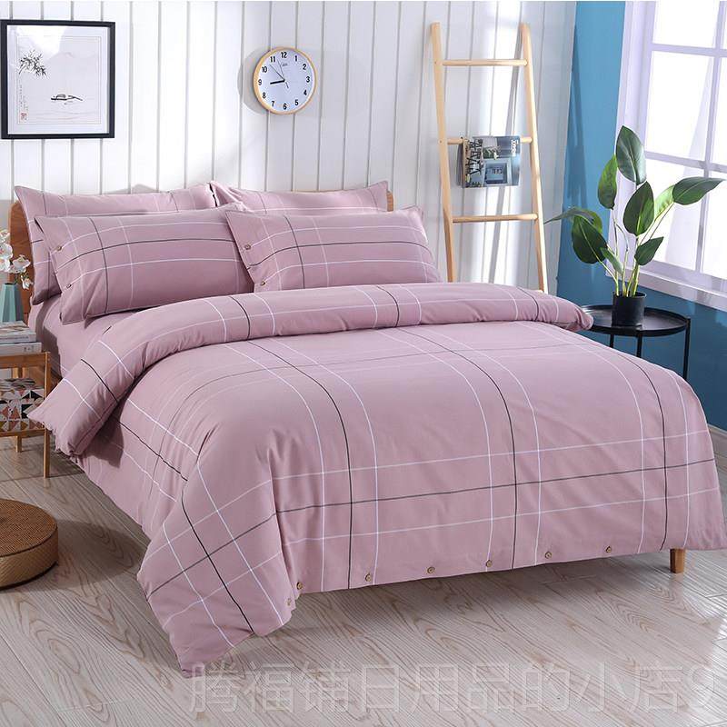 正品老粗棉布四套2全加密加厚床单老件土布民宿简约.2床纯色格子