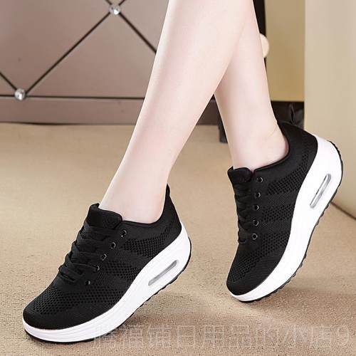 正品鞋子女网面0透气2摇22秋季新款妈妈气垫旅游运动鞋厚底休闲鞋