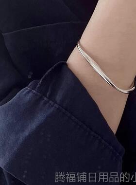 正品重工s925纯银不规则个流线银手性小众简镯镯子开口手镯约女银