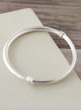 高档999纯送原创文艺手螺旋口圆银镯女友送闺蜜礼物