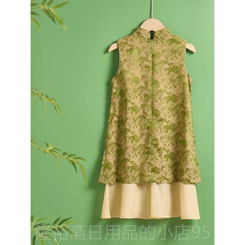 高档新款女良中童袖旗袍连衣裙夏季薄款无儿童演出服新式国风改日