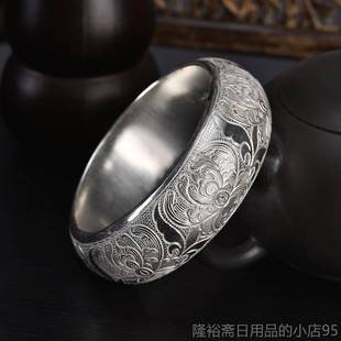 手工个性 高档银手镯宽面202年新9款 轻款 99纯银5女年版 定制 宽时尚