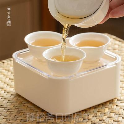高档潮汕集便携功夫登茶锦具套装创意泡茶神器家用山冲茶壶瓷白旅