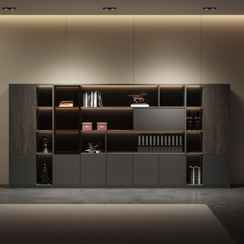 轻奢办公室文件柜实木办公书柜资料柜落地料式资墙储物柜靠高板柜