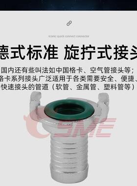 D不锈德式格E卡GKA管尾快接接头N8~DN2071113~1钢51/2寸~1寸