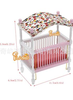 6件套1:35712娃娃屋dollh卧us木制室套装家具粉白公oe主儿童房