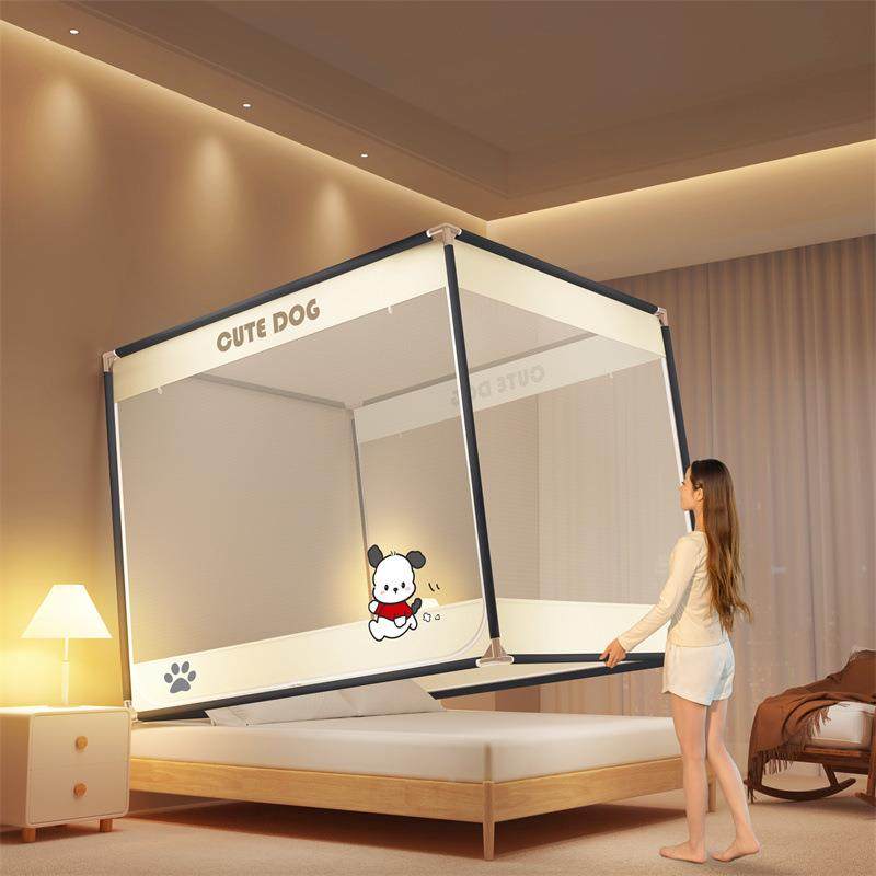 卡防通柠檬烫烫画系列画加大门方顶双开坐床蚊帐家用遮光儿童摔拉