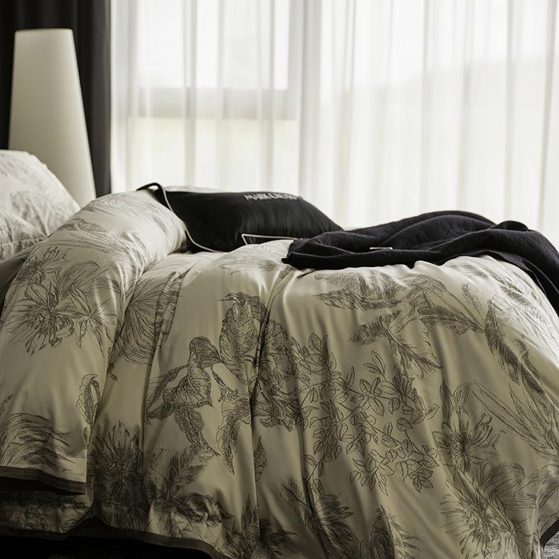 法式复古数码印天染100澳MLC棉长绒棉磨四件套热毛焱丝棉支床上用