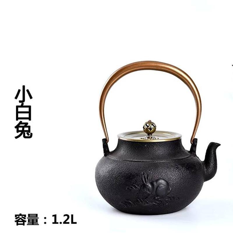 铸铁壶茶壶日工夫茶具中端铁壶无层围涂炉煮铜把铜盖壶生铁铁式手