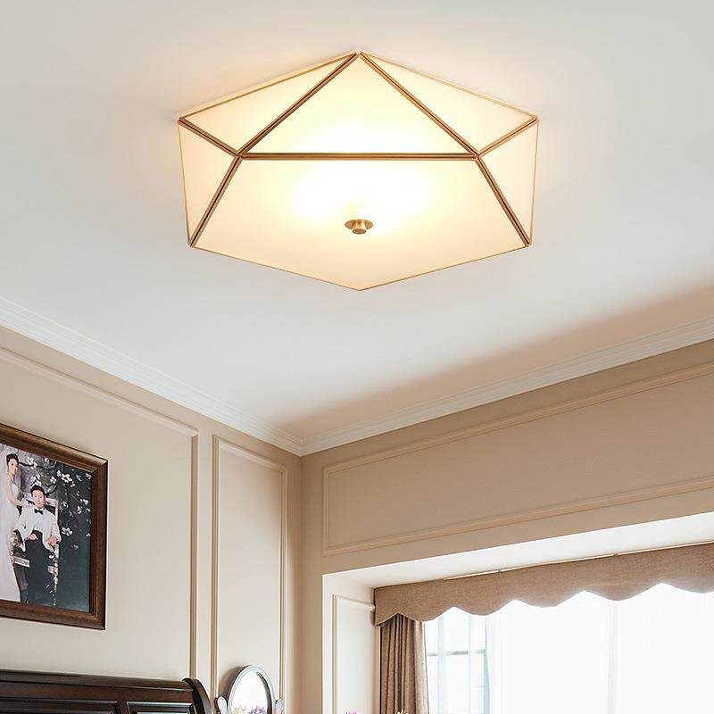 何OD8452-4美式铜吸顶全灯美简约房间卧室吸顶灯创意式几全铜吸顶