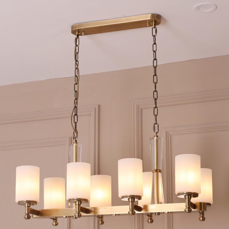 全铜轻美式简奢餐厅长排代吧台吊灯现约岛台灯别墅951灯具