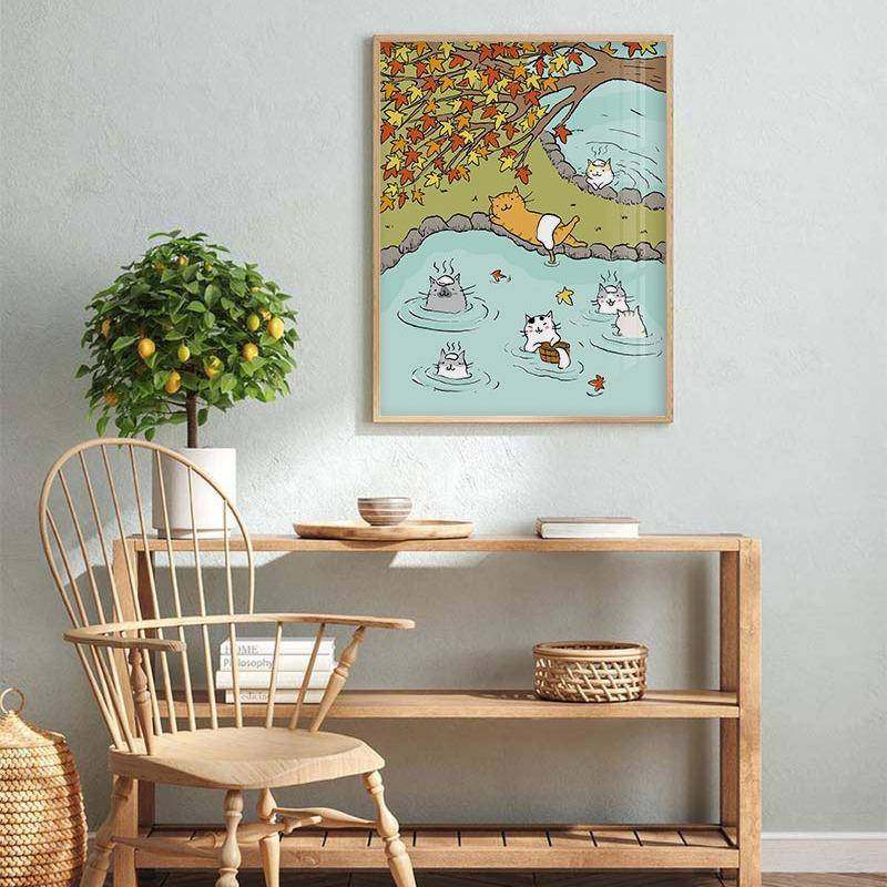 可爱浮世绘小猫咪意创小众古装中饰画趣味童卡通儿房客20220623厅
