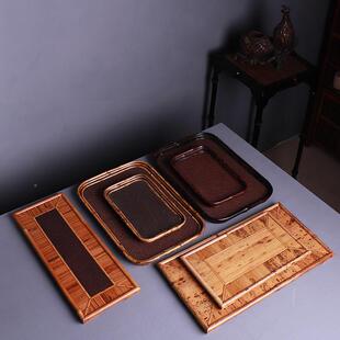 斑竹梅鹿竹茶盘文盘JFQ盘茶托盘竹干泡台竹品大制全藤面托工制艺
