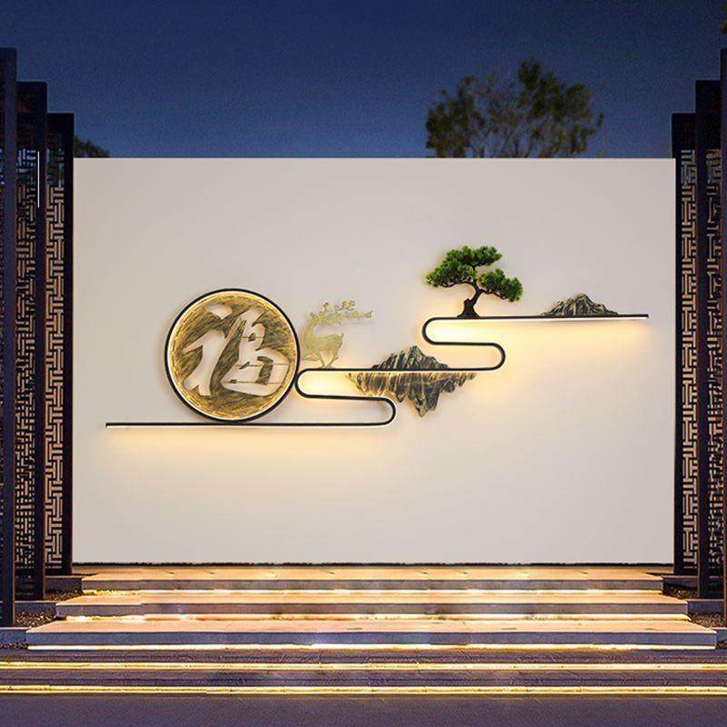 s%太能户外灯新中式水别墅庭院灯亭影壁墙装饰灯室外阳防景凉无品