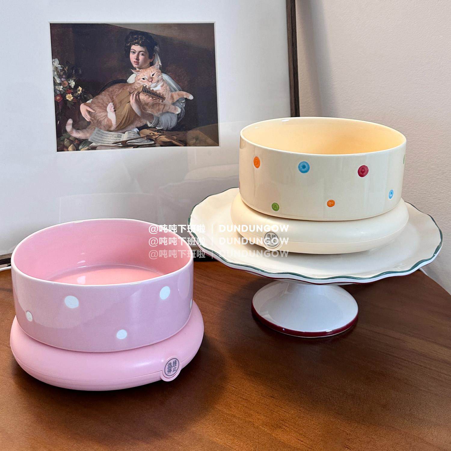 DUNDUN加热恒温猫碗狗碗陶瓷碗有线猫咪饮水机冬季加热罐头喝水碗