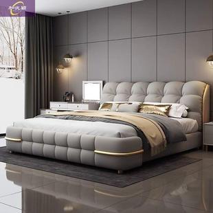 轻包奢高储物床豪ZAB华婚床软端卧室1米.5现代简约双人主卧1.8米