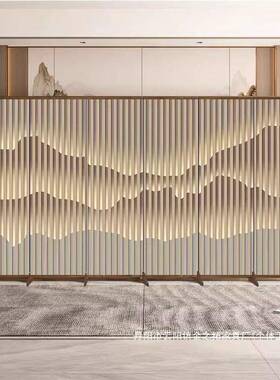 直新中式屏客风隔断客厅遮挡办销公67室厅餐玄厅包间关折叠移动