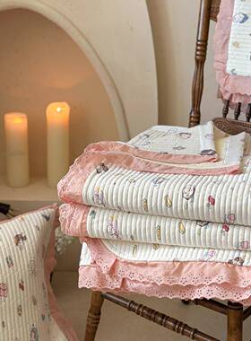 CELING式针织XL202511棉密道绗缝榻夹棉花边款床件盖三套防法滑床