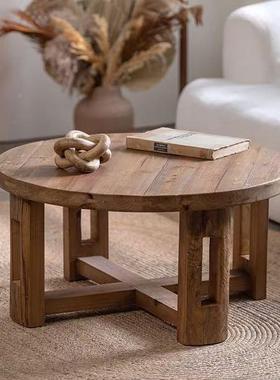 北圆方老榆边木茶桌家用茶客厅中央桌几民宿实木沙发角JQE几茶台
