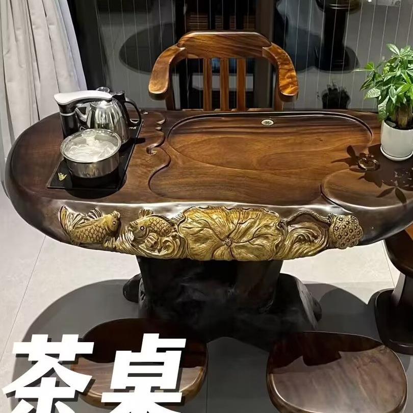 胡桃木根茶台实木茶几整体树根茶桌936原雕树木头雕刻梨木树桩花