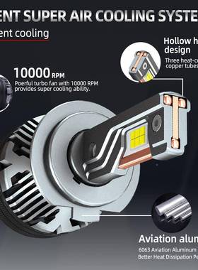 70wH7H4H8大功三铜管led汽车大灯汽H7超远亮H4近光一体车l率ed车