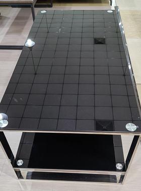 黑色化玻简约OCD现代办公沙发茶一体钢式组合璃桌双层会几客接待