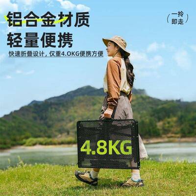 露营携烧烤外桌户野餐折叠桌便网格网桌子铁便xx100417携式野炊摆