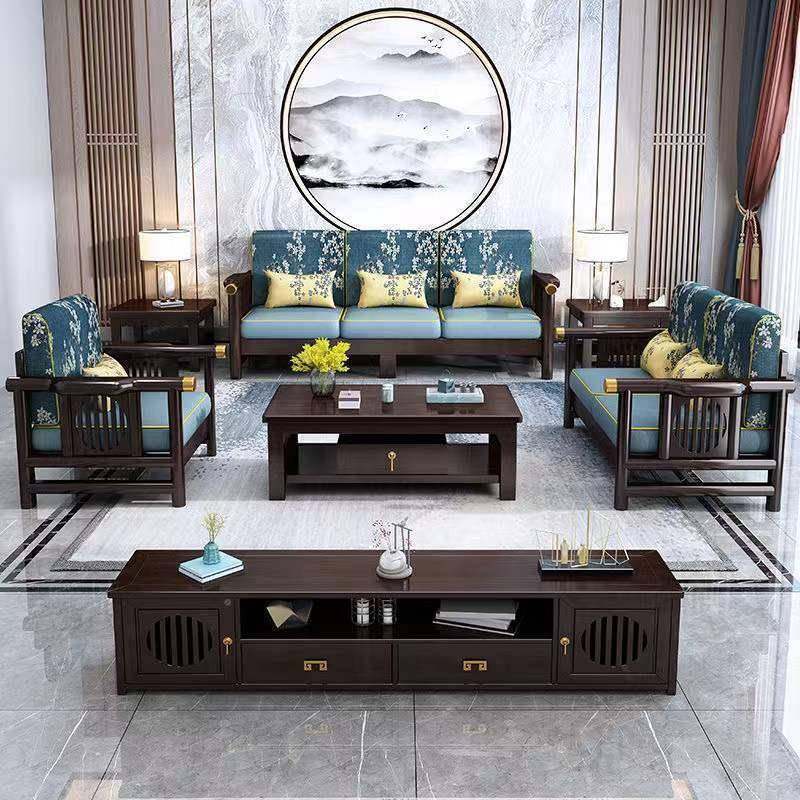 现代沙发实木发组合客厅整装大户小QKJ代型家用现简约布艺沙发沙