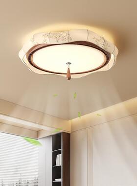 风扇中古吸无叶风扇灯卧41205室顶灯宋氏美学风布艺书房灯静音风