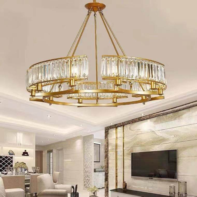 美式厅吊灯水晶复灯古客主灯轻简约奢复式楼客QH-1689厅主卧室餐