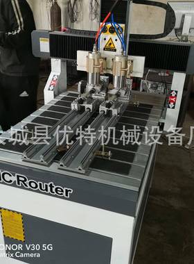 6雕00双头圆雕刻机小型四轴工KGV艺品雕刻机数控打9孔刻机